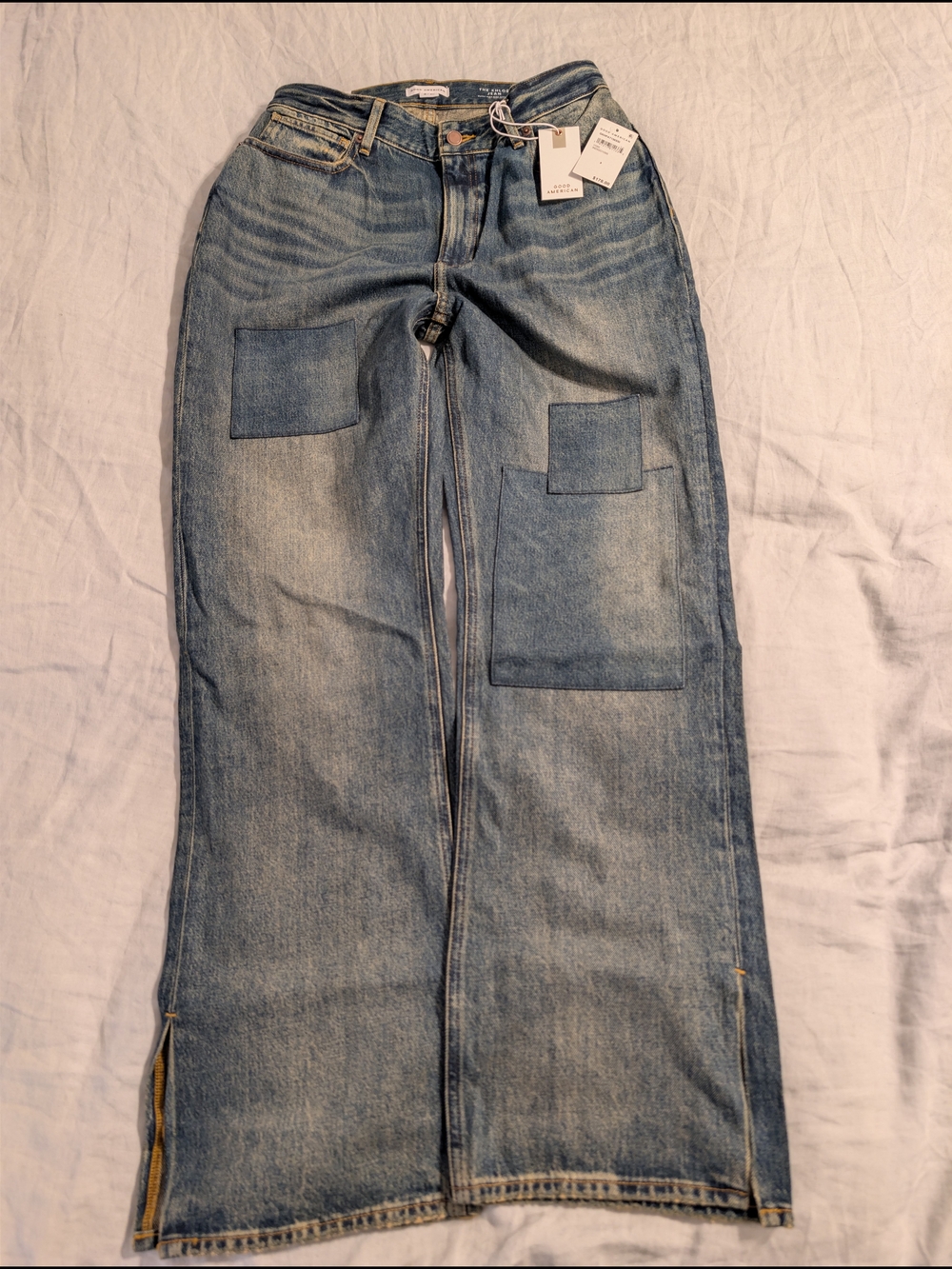 ​NWT Good American The Khloe Patchwork Straight Leg Jeans Size 12